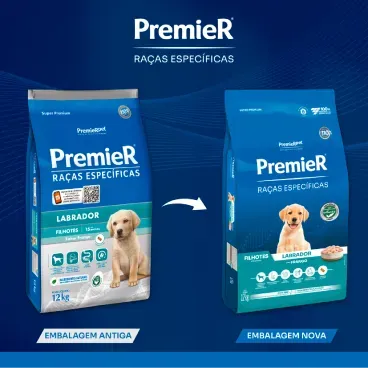 Nova embalagem Racao Premier Racas Especificas Labrador Filhotes